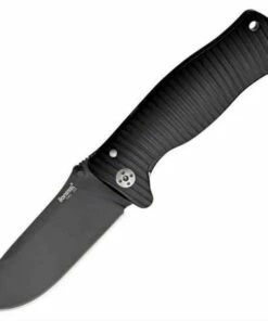 LionSteel lion STEEL Monolithic, Black Aluminum Handle, Black Plain Edge, w/ Glass Breaker