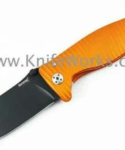 LionSteel Lion Steel Molletta, Orange Aluminum Handle, Black Plain Edge