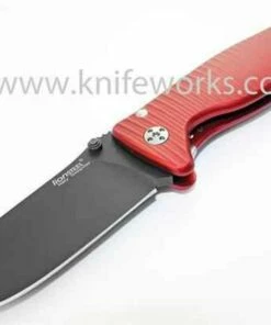 LionSteel Lion Steel SR2, Black Sleipner Steel, Deep Red Aluminum Handle