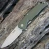 LionSteel Lion Steel TRE Flipper Frame Lock Knife, 2.9 in. M390 Blade, Green G-10 Handle