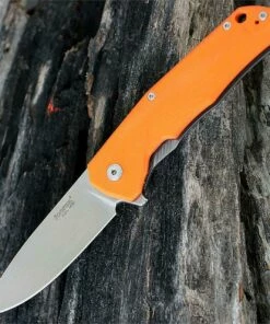 LionSteel Lion Steel TRE Flipper Frame Lock Knife, 2.9 in. M390 Blade, Orange G-10 Handle