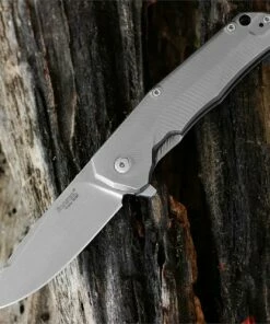 LionSteel Lion Steel T.R.E. Three Rapid Exchange Folder, 2.91 in. M390 Blade, Matte Titanium Handles, Gray Accents