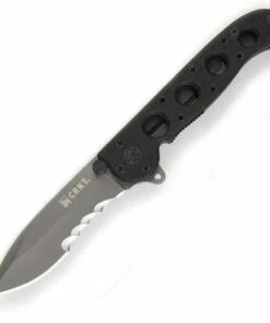 CRKT M21-12G Spear Point, 3.1" 8Cr14MoV Combo Blade, Black G-10 Handle