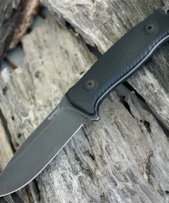 LionSteel M5 Fixed Blade, 4.5 in Stonewash Blade, Black G10 Handle