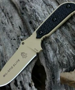 Tops Mil-Spie 3 Elite, Coyote Tan Hunters Point Blade with Black Linen Micarta