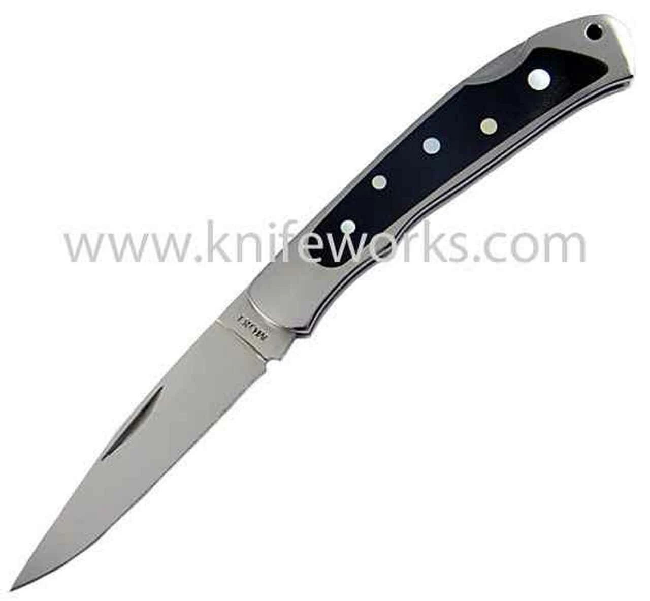 Moki Lockback, Polished stainless handles with Black Micarta insert inlaid 1 Moki Lockback, Polished stainless handles with Black Micarta insert inlaid