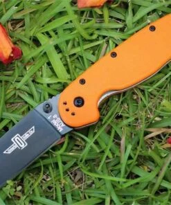 Ontario Rat Folder, Black Blade, Orange Handle, Plain Edge