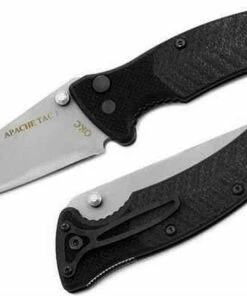 Ontario OKC Apache TAC 1 Knife, Black G10 Handles, Bead Blast Plain Edge