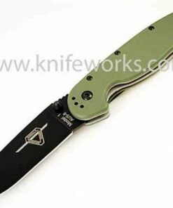 Ontario Rat Folder, Black Blade, OD Green Handle, Plain Edge