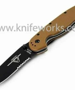 Ontario Rat Folder, Black Blade, Coyote Brown, Combo Edge