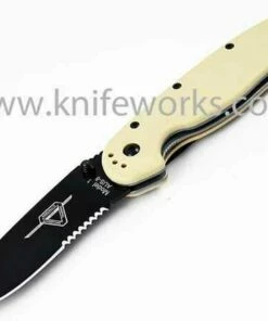 Ontario Rat Folder, Black Blade, Desert Tan Handle, Combo Edge