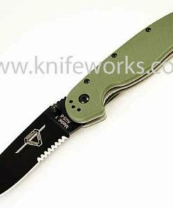 Ontario Rat Folder, Black Blade, OD Green Handle, Combo Edge