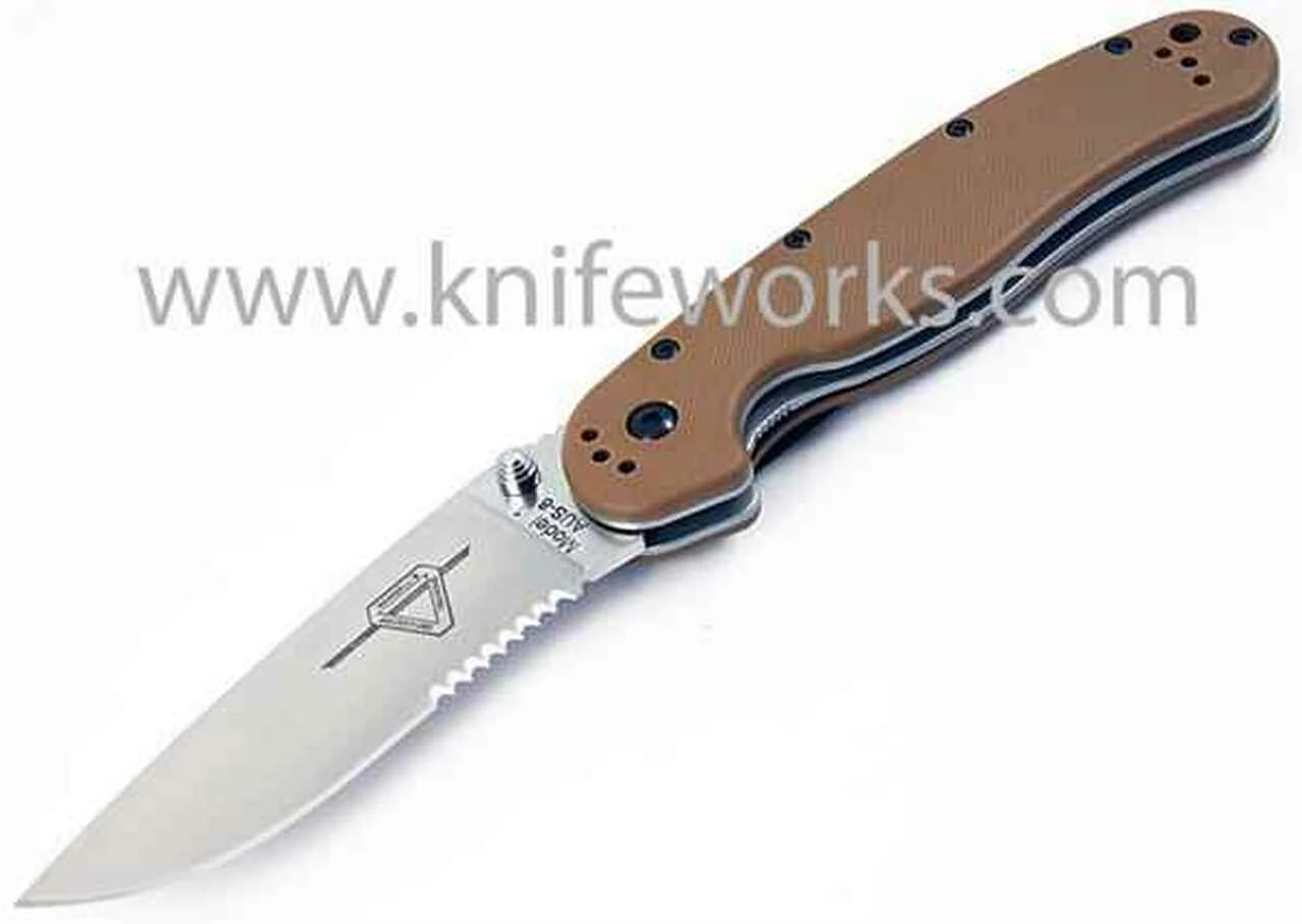 Ontario Rat Folder, Satin Blade, Coyote Brown, Combo Edge 1 Ontario Rat Folder, Satin Blade, Coyote Brown, Combo Edge