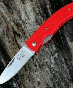 Fallkniven PCRR Lightweight Folder, 2.87" Laminated Cobalt Steel with Red Grilon Handle