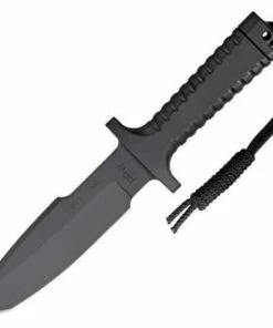 RPW Survival Knives RPW X46 6" Tanto Black, Plain Edge, w/ Khaki Nylon Sheath