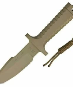 RPW Survival Knives RPW X46 5" Tan Tanto, Combo Edge, w/ Khaki Sheath