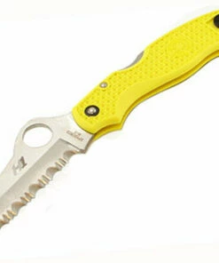 Spyderco Knives Spyderco C118SYL Saver Salt, 3.09" H-1 Serrated Blade, Yellow FRN Handle