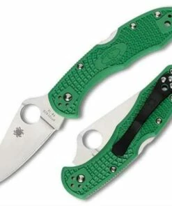 Spyderco Knives Spyderco C11FPGR Delica 4, 2.875" VG-10 Flat Ground Blade, Green FRN Handle