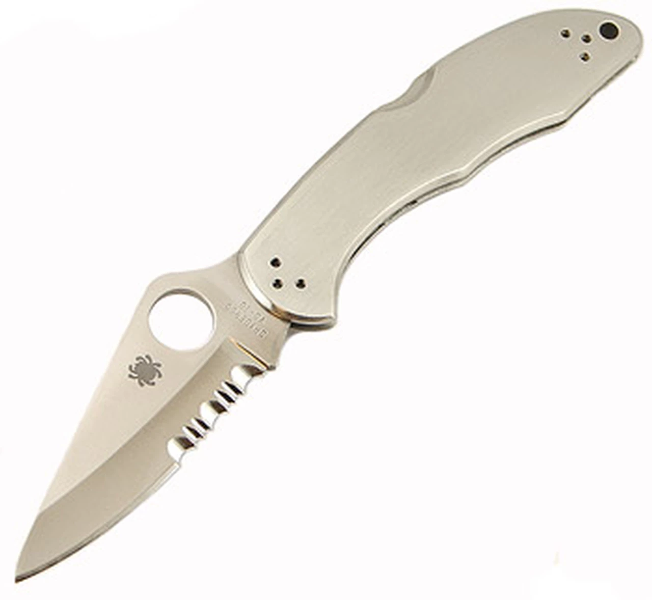 Spyderco Knives Spyderco C11PS Delica 4, 2.95" VG-10 Combo Blade, Stainless Steel Handle 1 Spyderco Knives Spyderco C11PS Delica 4, 2.95" VG-10 Combo Blade, Stainless Steel Handle