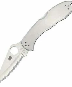 Spyderco Knives Spyderco C11S Delica 4, 2.95" VG-10 Serrated Blade, Stainless Steel Handle