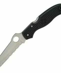 Spyderco Knives Spyderco C14SBK Rescue, 3.625" Serrated Blade, Black FRN Handle