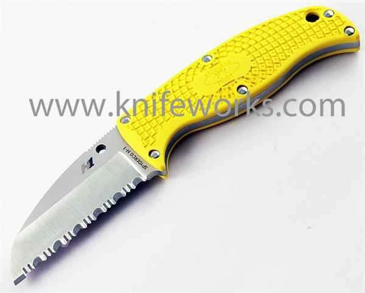 Spyderco Knives Spyderco Enuff Sheepfoot Salt-FB31SYL, 2.75" H1 Steel Serrated, Yellow FRN Handle 1 Spyderco Knives Spyderco Enuff Sheepfoot Salt-FB31SYL, 2.75" H1 Steel Serrated, Yellow FRN Handle