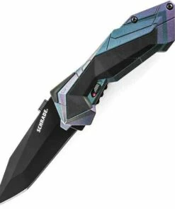 Schrade MAGIC, Black Tanto Blade, Spring Assisted, Chameleon Handle, Plain Edge
