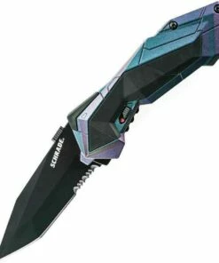 Schrade MAGIC, Black Tanto Blade, Spring Assisted, Chameleon Handle, Combo Edge