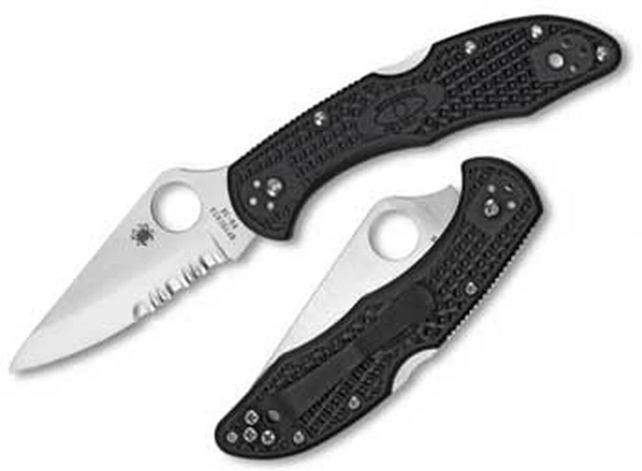 Spyderco Knives Spyderco C11PSBK Delica 4, 2.875" VG-10 Combo Blade, Black FRN Handle 1 Spyderco Knives Spyderco C11PSBK Delica 4, 2.875" VG-10 Combo Blade, Black FRN Handle