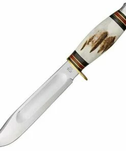 J. Adams Sheffield England J.A. Sheffield England Bowie, Carbon Steel, Genuine Stag Handle, Plain Edge