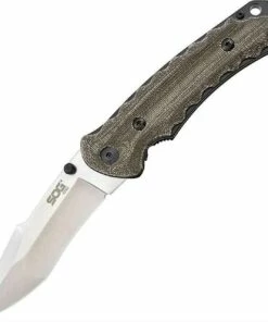 SOG Kiku Small Linerlock Folder, AUS-8, Green Micarta Handle