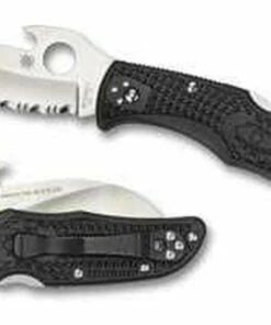 Spyderco Knives Spyderco C12SBK2W Matriarch 2 Emerson Opener, 3.57" VG-10 Black Serrated Blade, FRN Handle