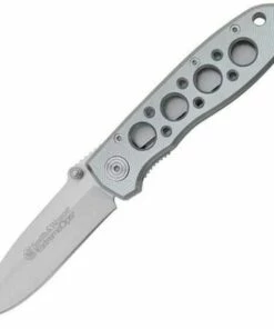 Smith and Wesson Smith & Wesson ExtremeOps Linerlock, Plain Edge. Silver Aluminum Handles