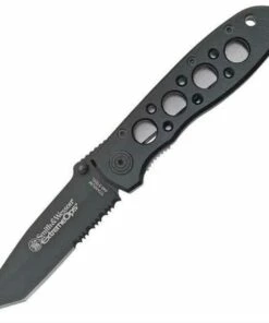 Smith and Wesson Smith & Wesson ExtremeOps Linerlock, Combo Edge, Black Blade and Black Aluminum Handles