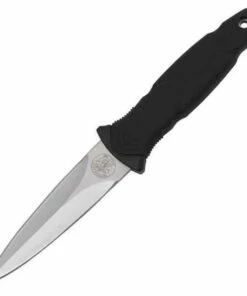 Smith and Wesson Smith & Wesson SWHRT3 HRT Military Boot Knife, 7.37" 440C SS Plain Blade, Black Kraton Handle, Black Sheath