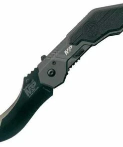 Smith and Wesson Smith & Wesson Military Police Magic Assisted Scoop Back Drop Point, Black Blade, Plain Edge
