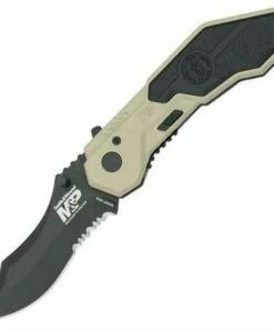 Smith and Wesson Smith & Wesson Military Police Magic, Desert Tan & Black Handle, Black. Blade, Combo Edge