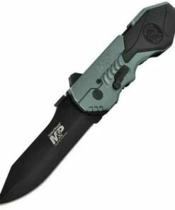 Smith and Wesson Smith & Wesson Military Police, Gun Metal Aluminum Handle, Drop Pt, Black Blade, Plain Edge