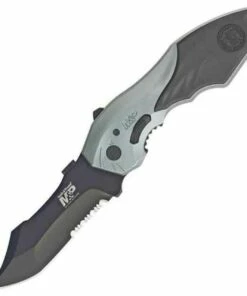 Smith and Wesson Smith & Wesson Military & Police MAGIC Spring Assist Clip Point, Combo Edge, Blue Aluminum Handle