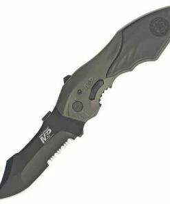 Smith and Wesson Smith & Wesson Military & Police MAGIC Spring Assist Clip Point, Combo Edge, Grey Aluminum Handle