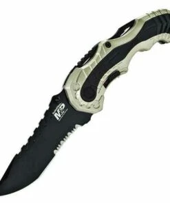 Smith and Wesson Smith & Wesson M&P MAGIC Assisted, 3.4" Black Combo Blade, Champagne Aluminum Handles