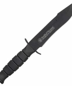 Smith and Wesson S&W Search & RescueMarine Combat., 10 3/8" overall, Black Powder Coated 440C, w/ Black Cordura Belt Sheath