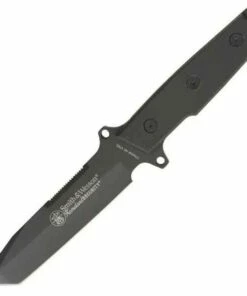 Smith and Wesson Smith & Wesson Homeland Security Tanto. 6" black coated stainless tanto blade with partial sawback.