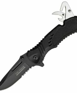 Tac Force Speed Assisted Rescue, Stainless Blade, Black Finish Aluminum Handles