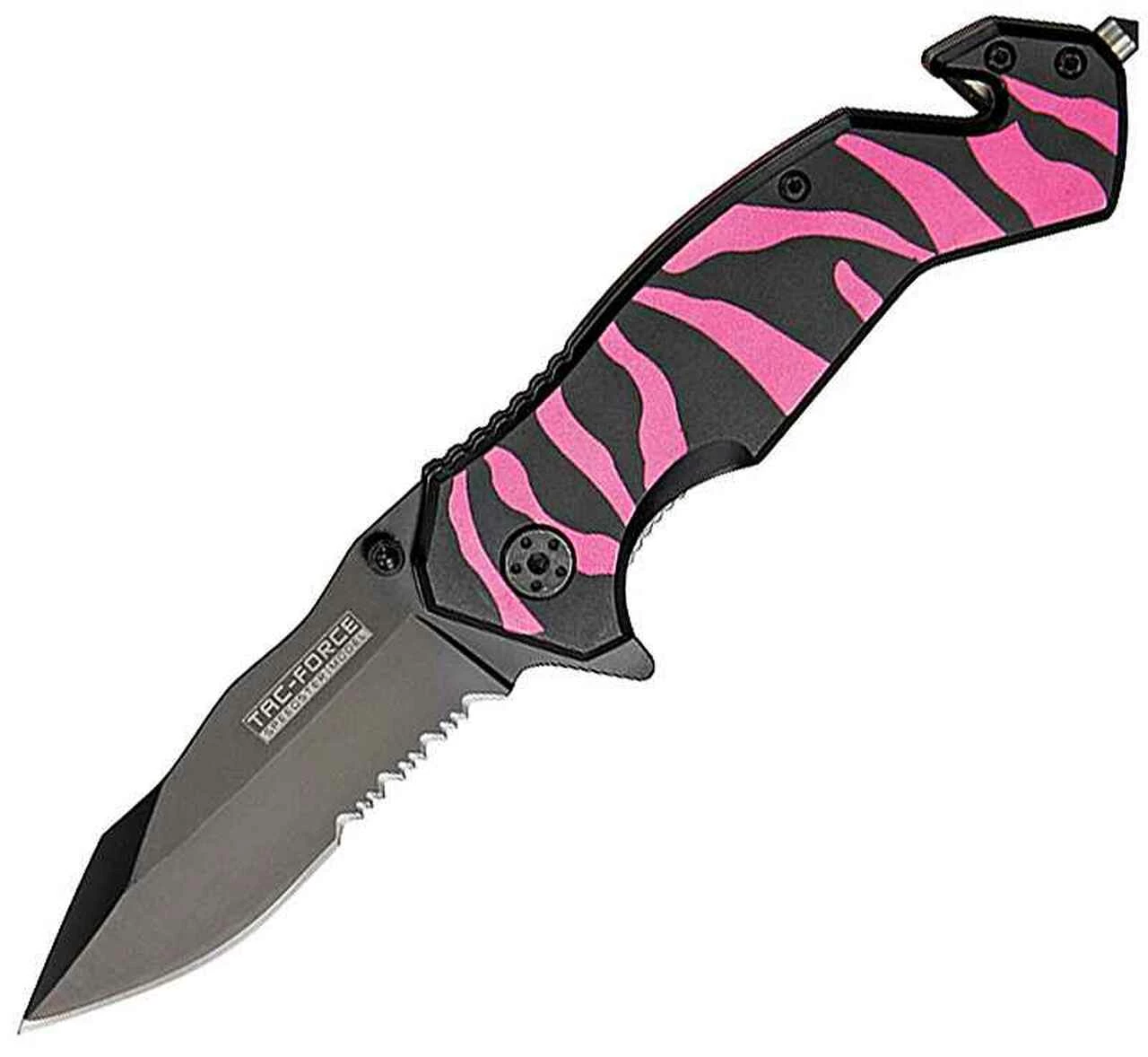 Tac Force Zebra Stripe Rescue, High Carbon Steel, Anodized Aluminum Handle 1 Tac Force Zebra Stripe Rescue, High Carbon Steel, Anodized Aluminum Handle
