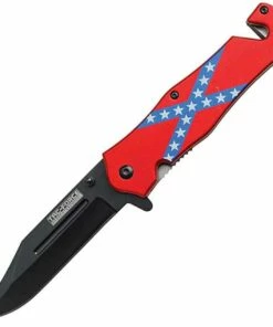 Tac Force Speed Assisted Rebel Flag, Stainless Clip Blade, Aluminum Handles