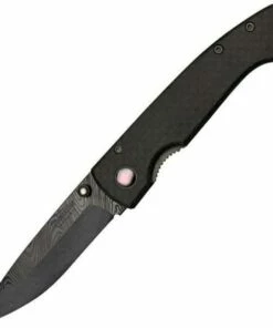 Timberline Linerlock. 3 3/4" Closed, Black Ceramic Blade w/Mother-of-pearl Inlaid Dual Thumb Stud, Black Carbon Fiber Handles