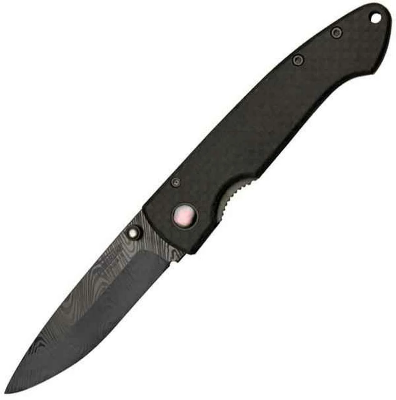 Timberline Linerlock. 3 3/4" Closed, Black Ceramic Blade w/Mother-of-pearl Inlaid Dual Thumb Stud, Black Carbon Fiber Handles 1 Timberline Linerlock. 3 3/4" Closed, Black Ceramic Blade w/Mother-of-pearl Inlaid Dual Thumb Stud, Black Carbon Fiber Handles
