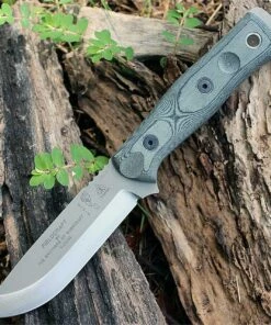 TOPS BROS154BLM B.O.B. Fieldcraft, 4.75" 154CM Plain Blade, Black Linen Micarta Handle-Kydex Sheath