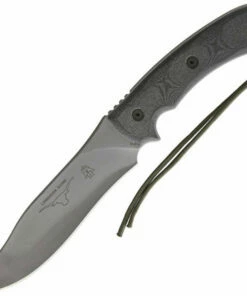 Tops Longhorn Bowie, 6 3/4" Black River Wash Blade, Black Micarta Handle